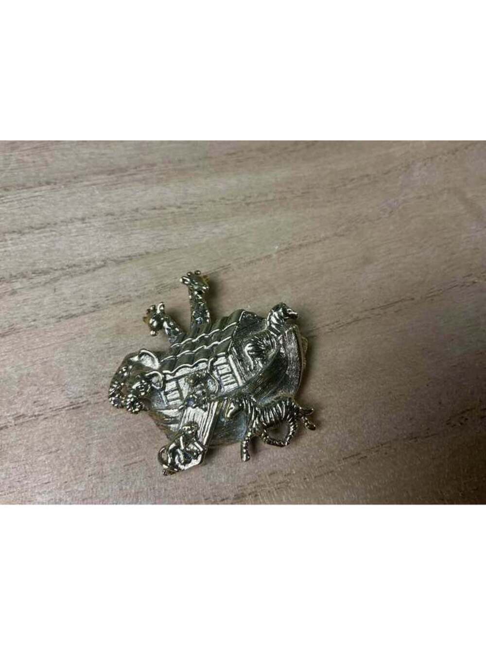 Vintage Gold-Tone Noah's Ark Animal Brooch Pin